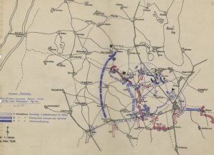 Lagekarte der Division Denecke zum Angriff eines russischen Panzerkorps im Raum Rohrsdorf-Pyritz im April 1945. Quelle: BA/MA: Signatur BArch RH 26-1010/3